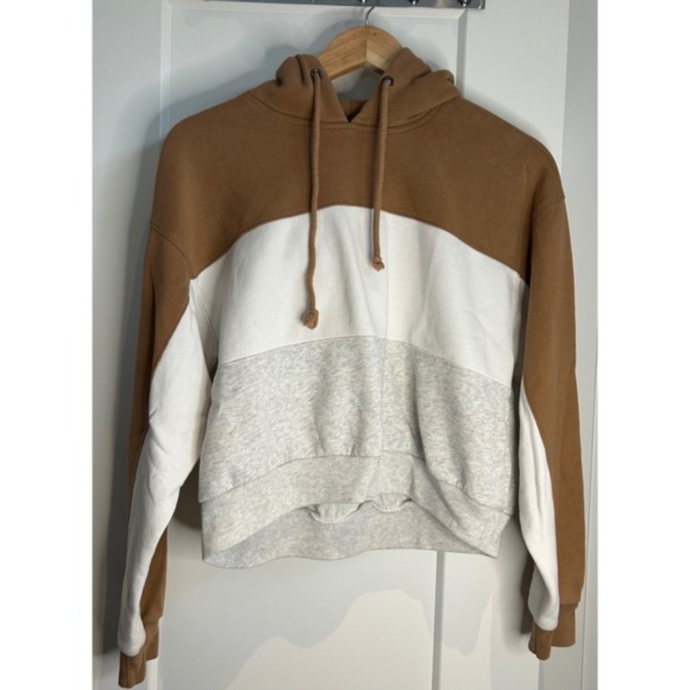 Abercrombie & Fitch crop hoodie layer soft neutral S
